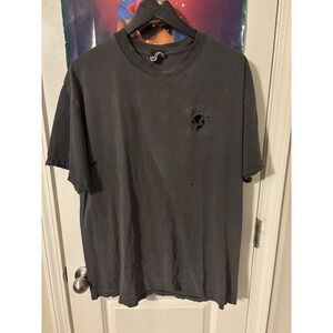 Vintage shredded Distressed T-Shirt faded XL Charcoal Gray 90s Streetwear